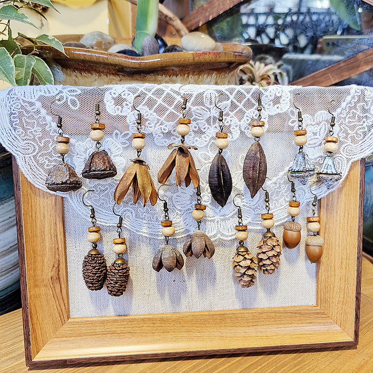 Creative Long Wooden Tassel Earrings Inspired by Nature