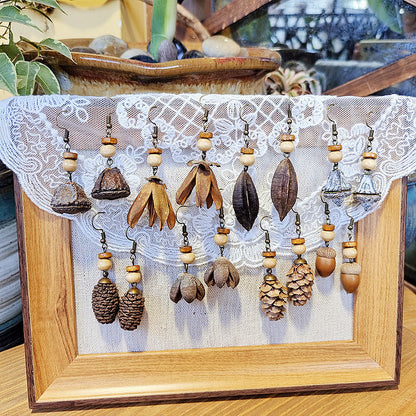 Creative Long Wooden Tassel Earrings Inspired by Nature