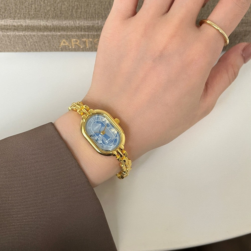 Vintage Gold Oval Bracelet Quartz Watch