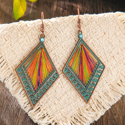 Bohemian Geometric Colorful Hoop Earrings Retro Style