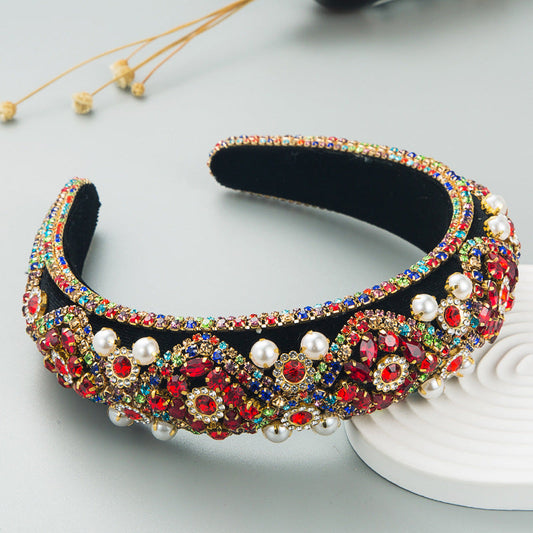 Vintage Pearl Headband With Rhinestones Stylish Casual Hair Accessory