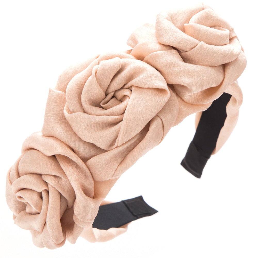 Handmade Rose Fabric Headband Vintage Floral Hair Accessory