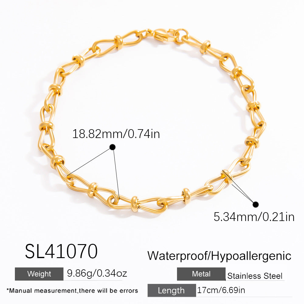 Geometric Stainless Steel 18k Gold Plated Layered Necklace for Women