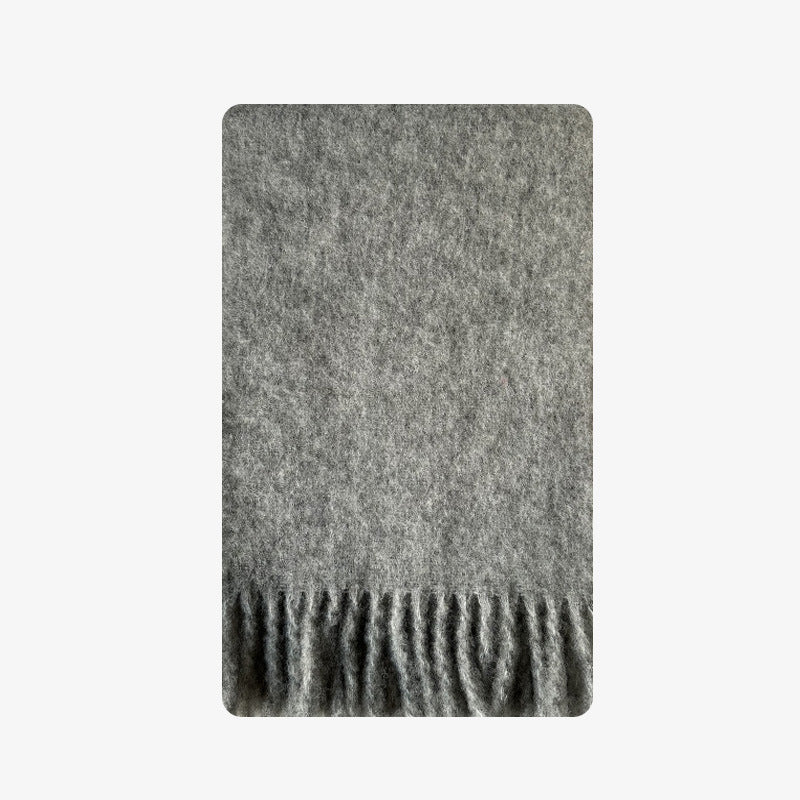 Winter Solid Color Thick Tassel Wool Scarf