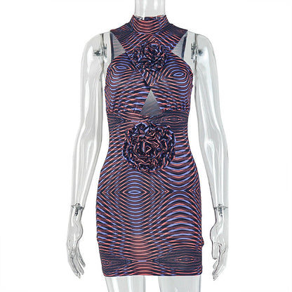 Trendy Color Block Bodycon Dress Sleeveless Casual Dress