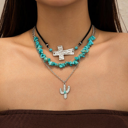Vintage Turquoise Bull Head Choker Necklace Jewelry Set
