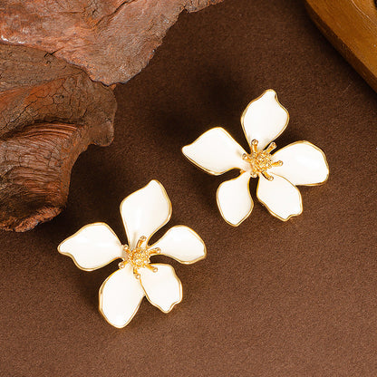 Floral Drop Earrings For Women Silver Studs Elegant Design