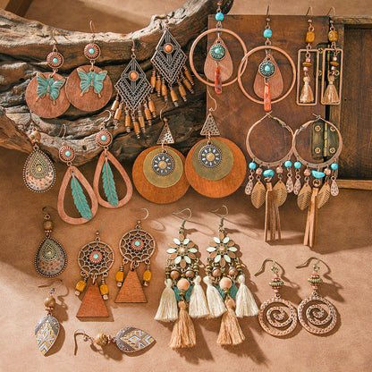 Bohemian Style Dangle Earrings Fashionable Colorful Vacation Accessories
