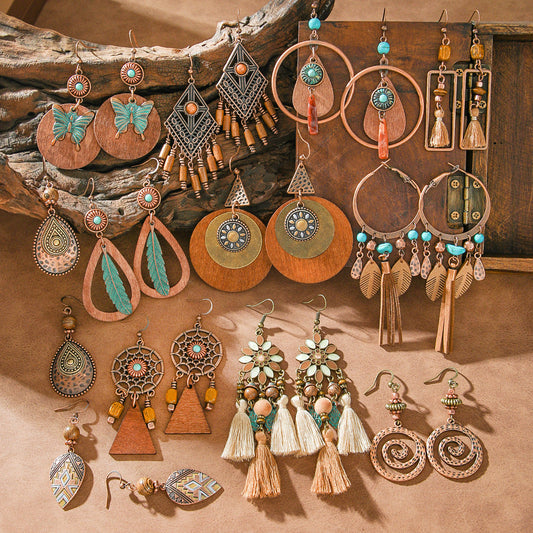 Bohemian Style Dangle Earrings Fashionable Colorful Vacation Accessories