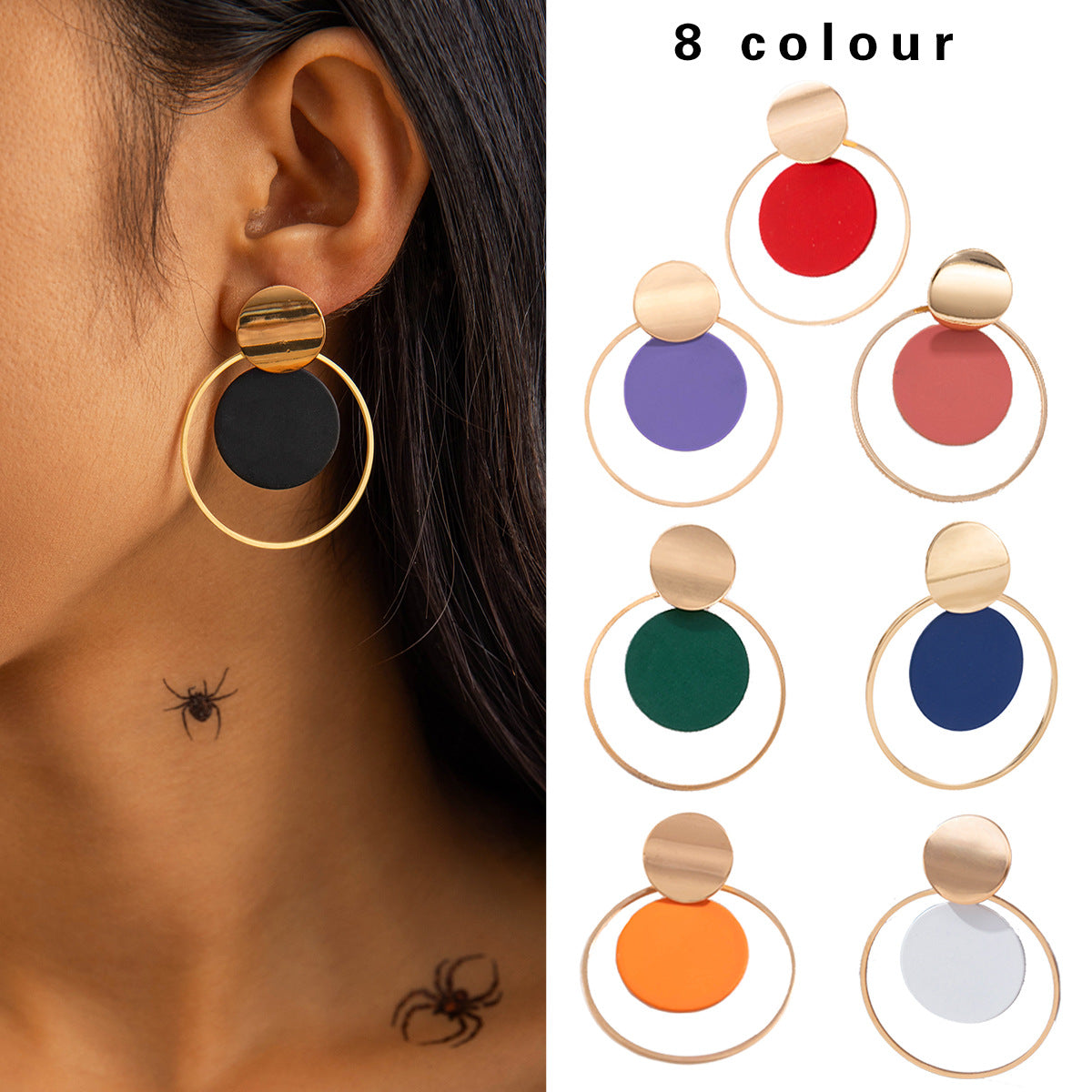 Geometric Metal Circle Earrings Set Stylish Casual Earrings