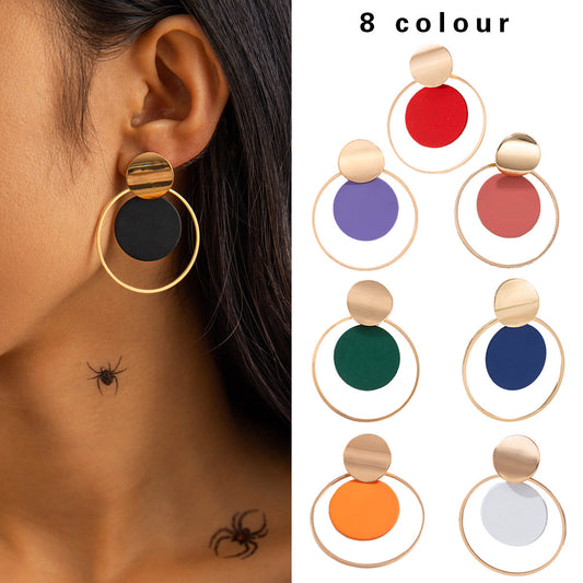 Geometric Metal Circle Earrings Set Stylish Casual Earrings