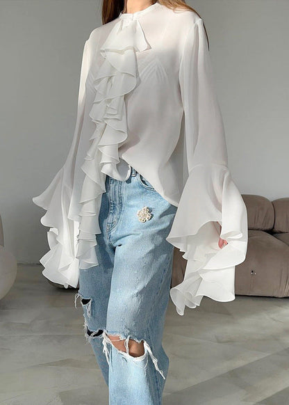 Ruffled Statement Blouse Lightweight Flowing Fabric