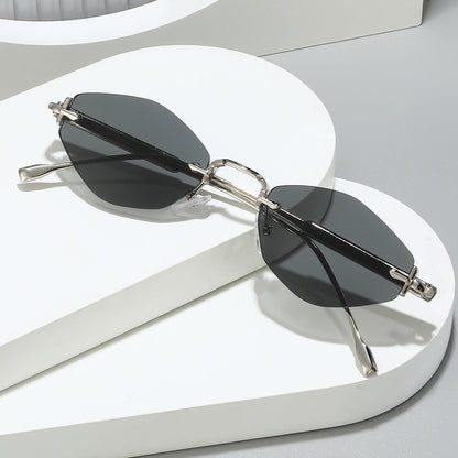 Metallic Frameless Polygon Sunglasses Stylish Unisex Sunglasses