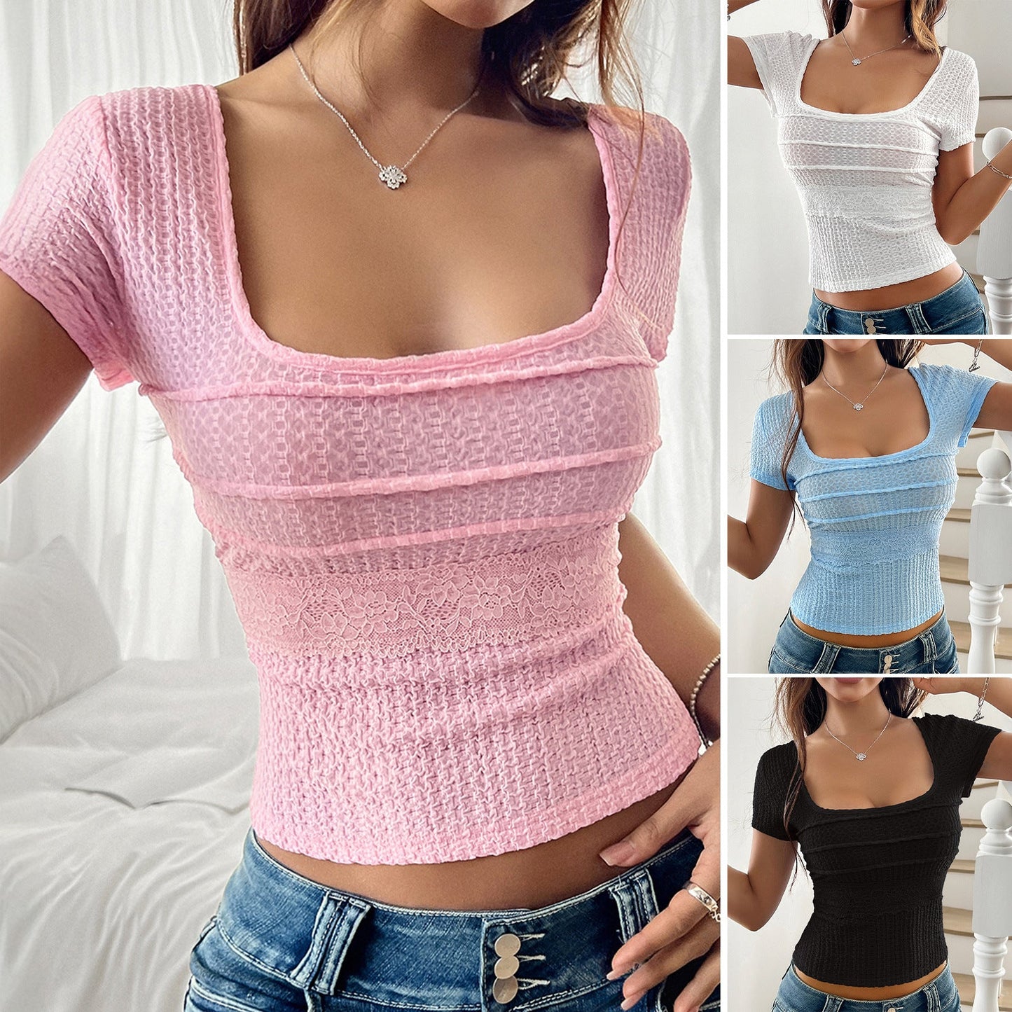 Y2K Backless Tie Bow Short Sleeve T-Shirt For Women
