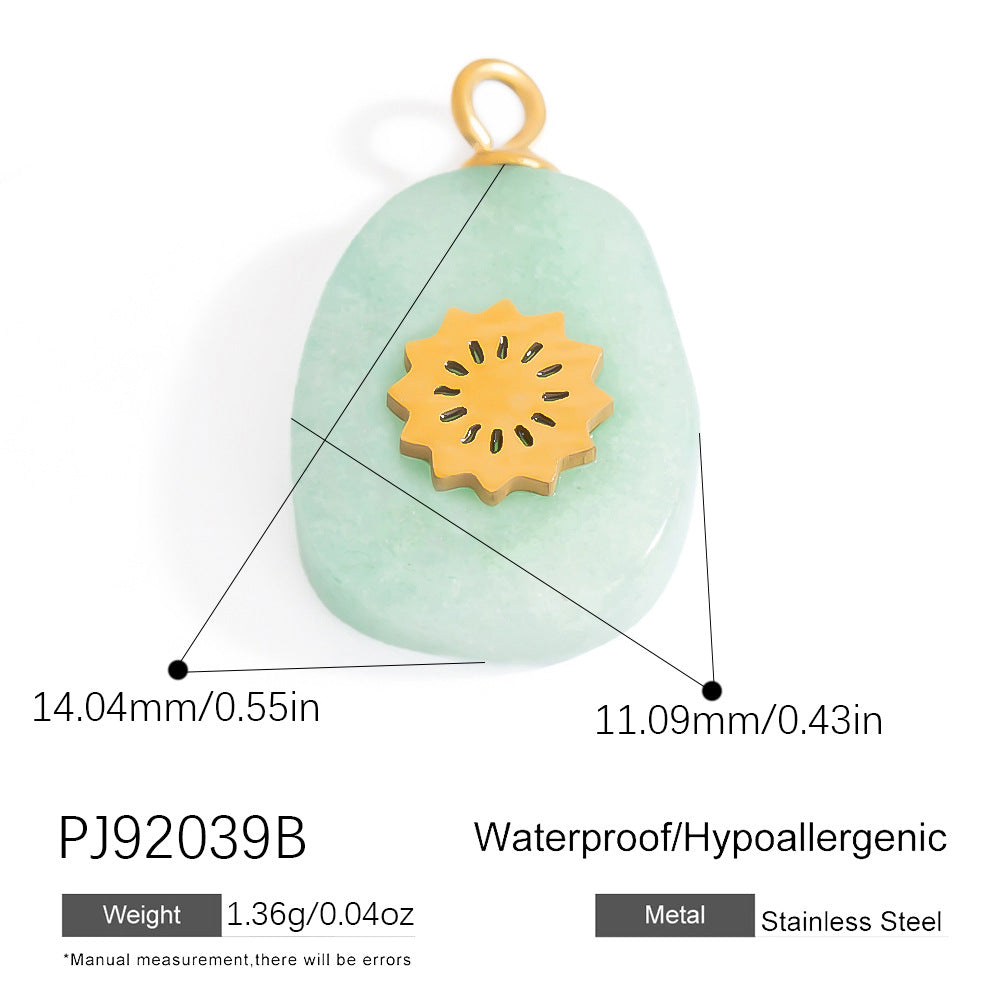 Butterfly Pendant Necklace Natural Stone Stainless Steel Jewelry