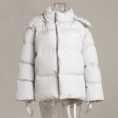 Women's Casual Hooded Cotton Jacket Solid Color Oversized Outerwear