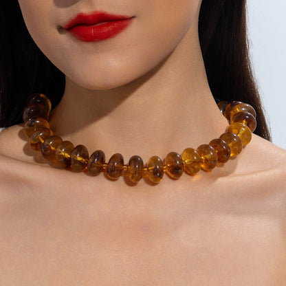 Dopamine Colorful Acrylic Beaded Necklace Trendy Sweet Style