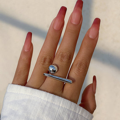French Butterfly Ring Metal Glossy Double-Finger Fashion Ring
