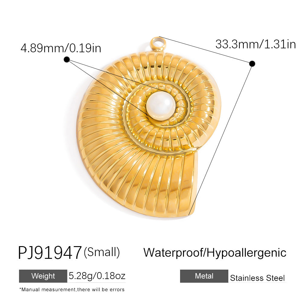 Coral Seashell Pendant 18K Gold Plated Stainless Steel Ocean Vacation Jewelry