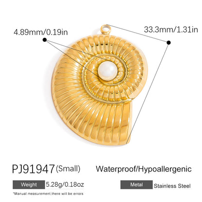 Coral Seashell Pendant 18K Gold Plated Stainless Steel Ocean Vacation Jewelry