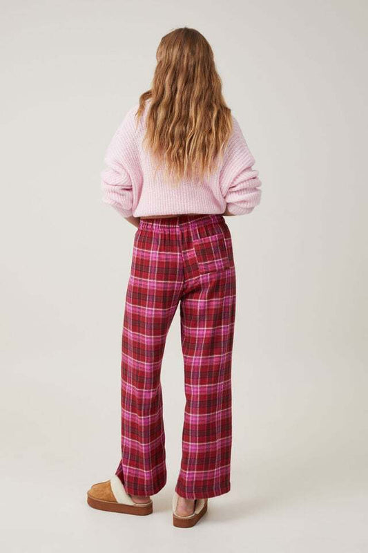 Plaid Loose Pockets Wide Leg Pants