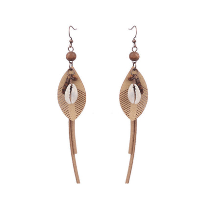 Bohemian Pearl Shell Long Tassel Earrings Geometric Circle Set