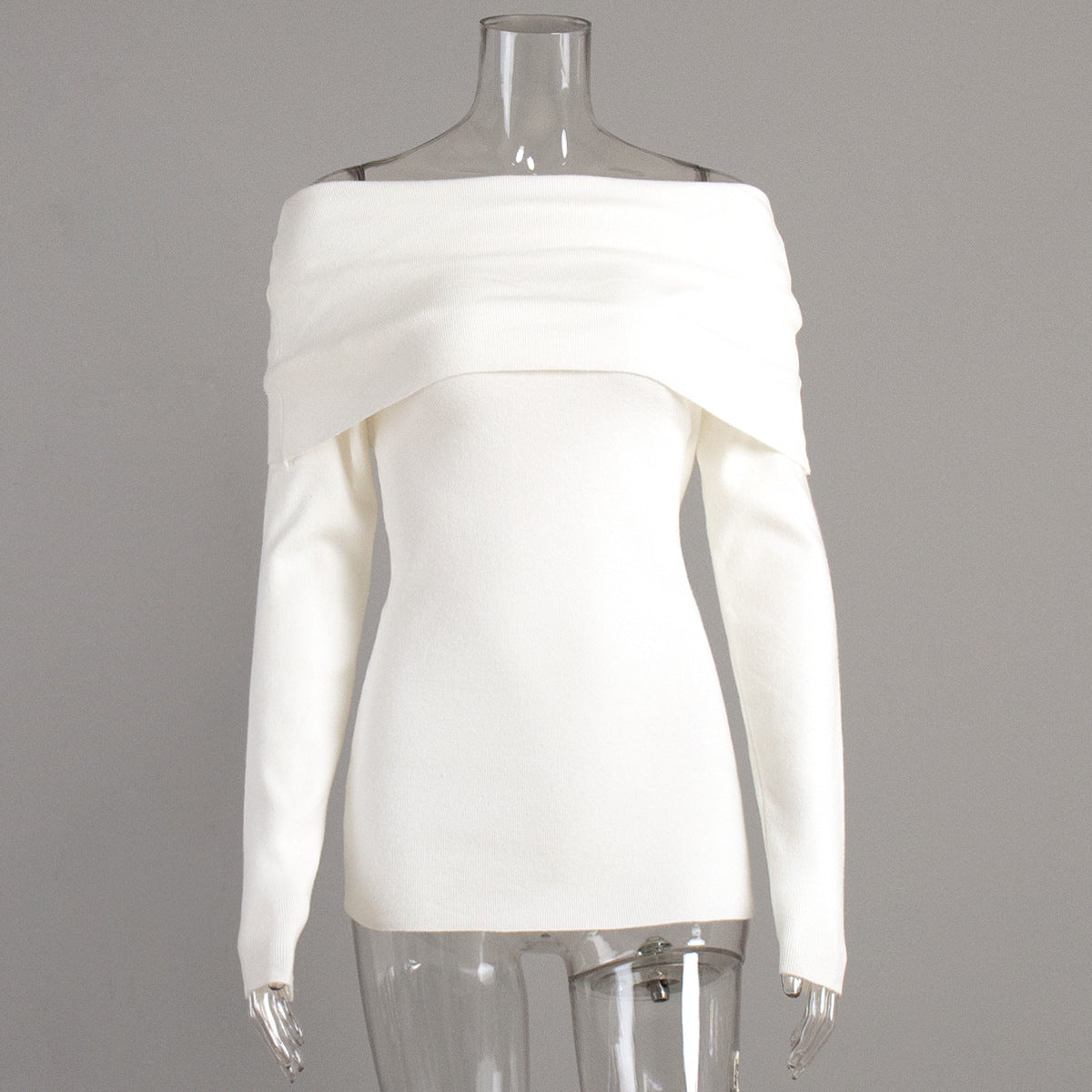 Off-The-Shoulder Knit Sweater Elegant Fitted Design