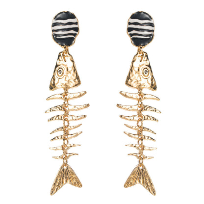 Vintage French Style Geometric Sunflower Moon Long Earrings