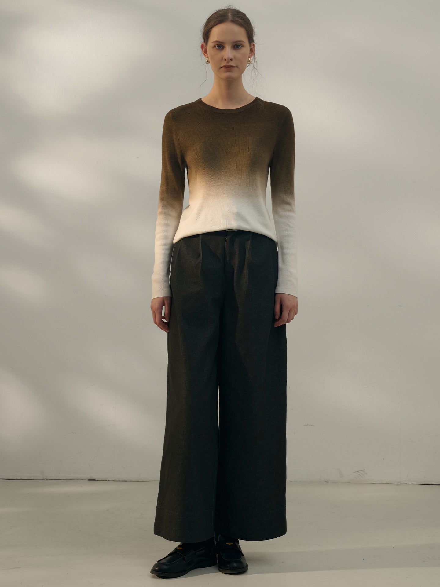 Gradient Color Women’s Wool Blend Knit Sweater