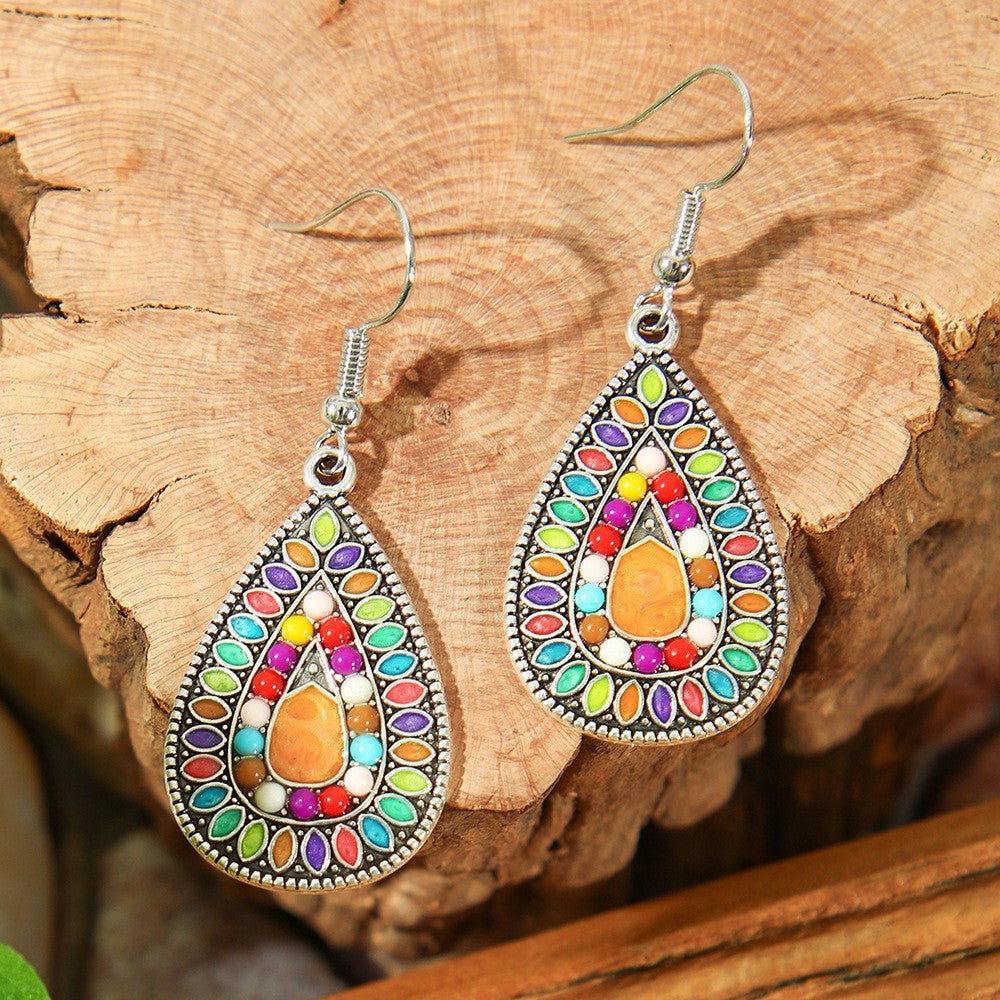 Bohemian Geometric Flower Alloy Earrings Set