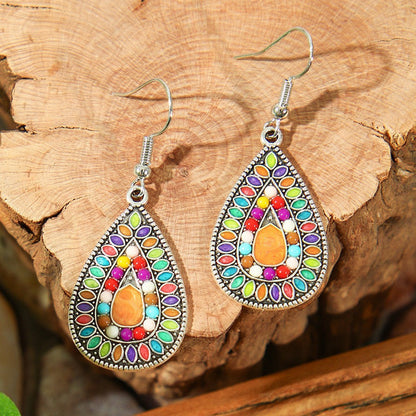 Bohemian Geometric Flower Alloy Earrings Set