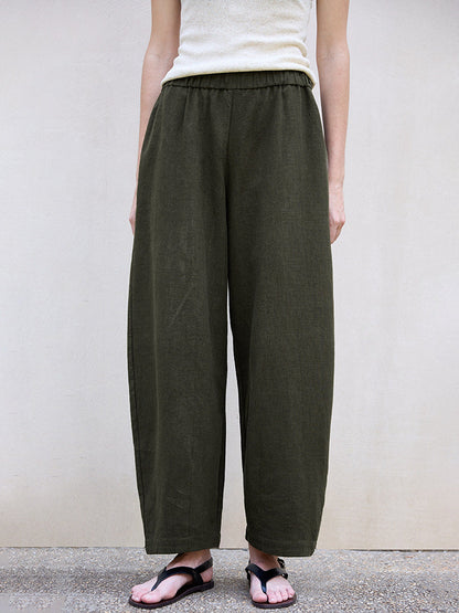 High Waist Tencel Linen Carrot Pants for Women - Elegant Relaxed Fit