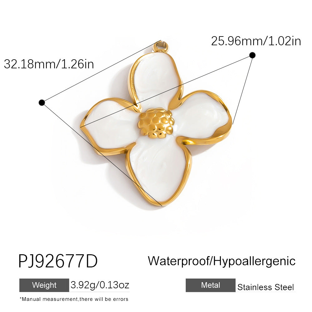Heart Flower Pendant Accessories 18K Gold Plated Stainless Steel Jewelry