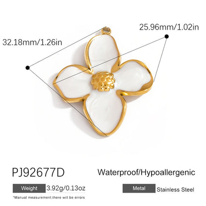 Heart Flower Pendant Accessories 18K Gold Plated Stainless Steel Jewelry