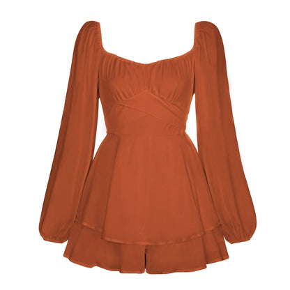 Trendy Women's Jumpsuit With Ruffle Shorts