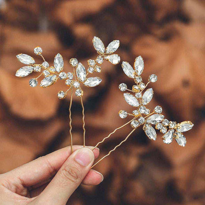 Sparkling Silver U-Shape Bridal Hair Pins Set