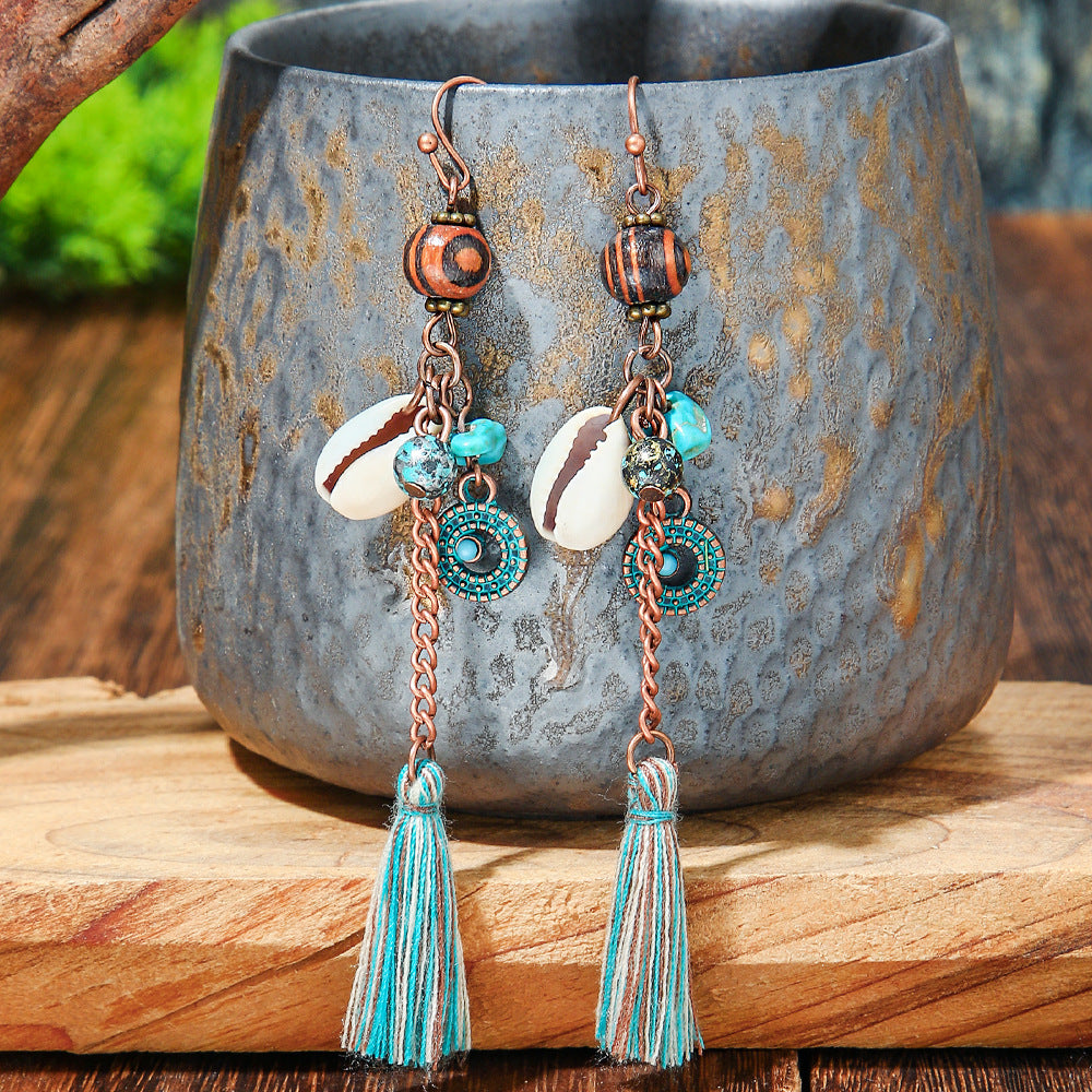 Bohemian Style Gemstone Tassel Earrings for Women