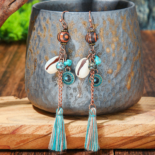 Bohemian Style Gemstone Tassel Earrings for Women