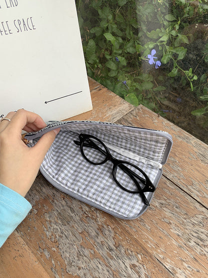 Embroidered Cotton Linen Sunglasses Case Stylish Makeup Bag