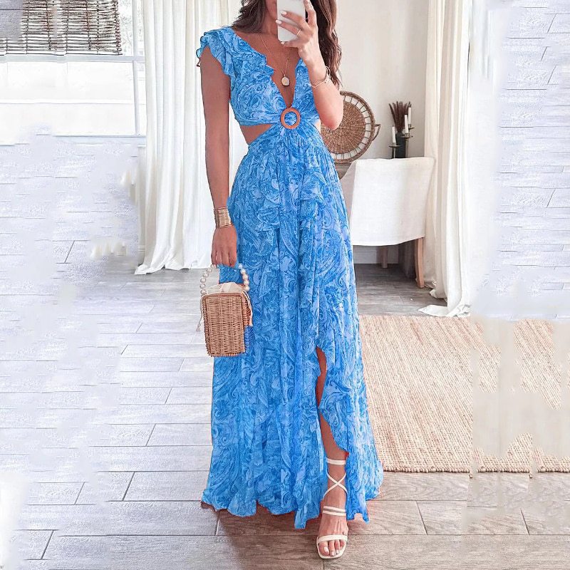 Sexy Hollow Out A-Line Dress Casual Women's Dress
