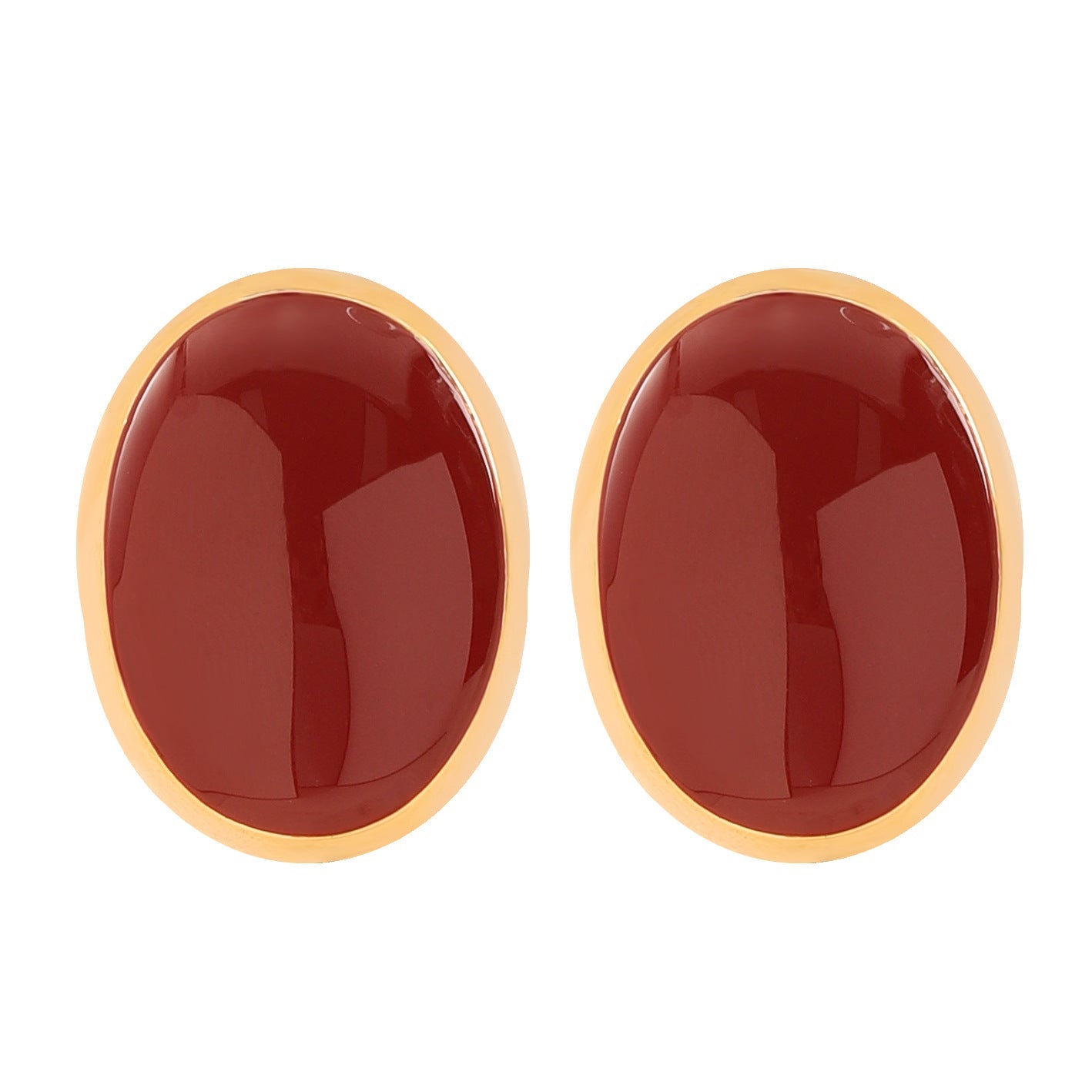 Burgundy Geometric Enamel Earrings With 925 Silver Posts
