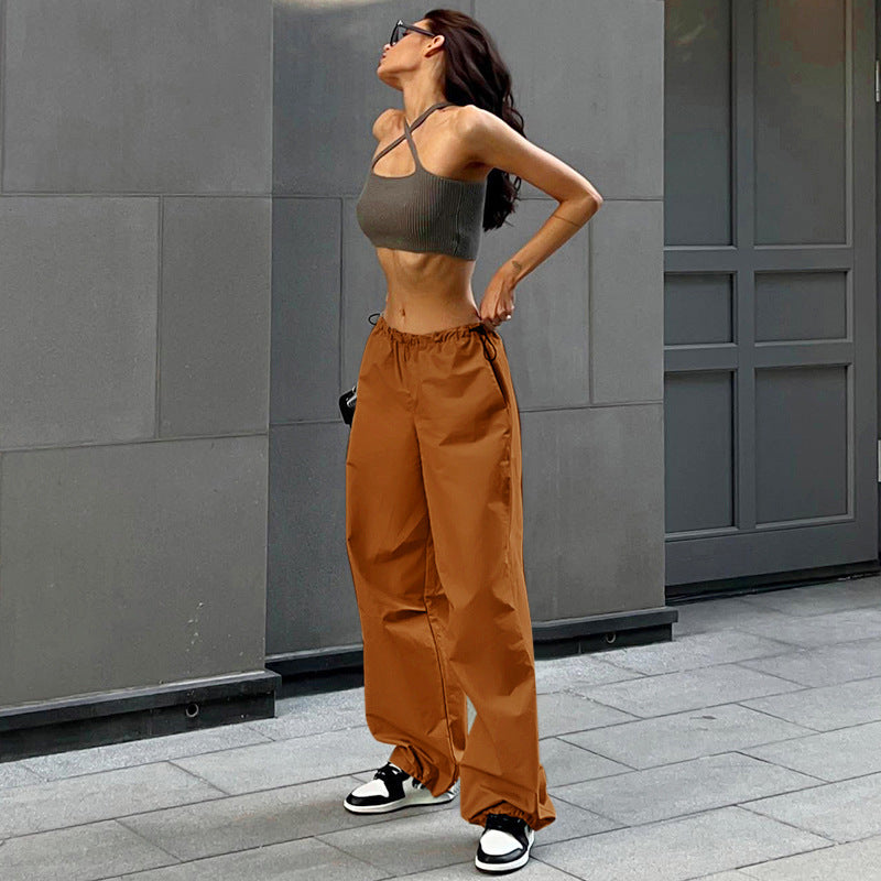 Trendy Wide-Leg Casual Pants with Drawstring Waist