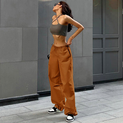 Trendy Wide-Leg Casual Pants with Drawstring Waist