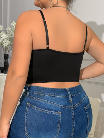 Plus Size Lace Camisole With Chain Detail For Sexy Casual Look