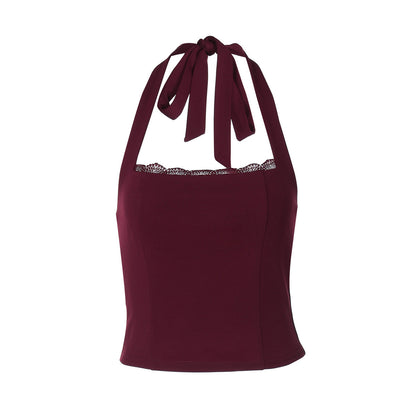 Fashionable Sexy Backless Crop Top with Ruffle Detail