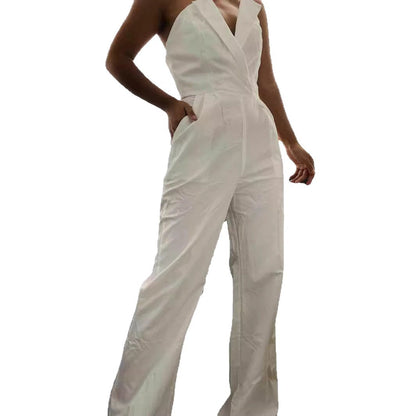 Elegant Maxi Jumpsuit With Mandarin Collar, Casual Comfort