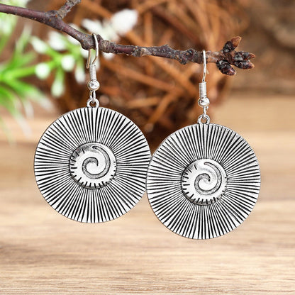 Vintage Hollow Circular Earrings Exaggerated Alloy Drop Earrings for Women