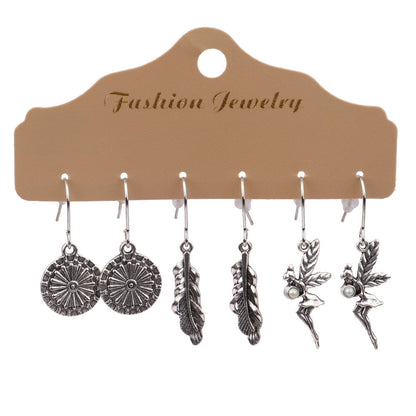 Trendy Water Drop Tassel Earrings Alloy Jewelry Set
