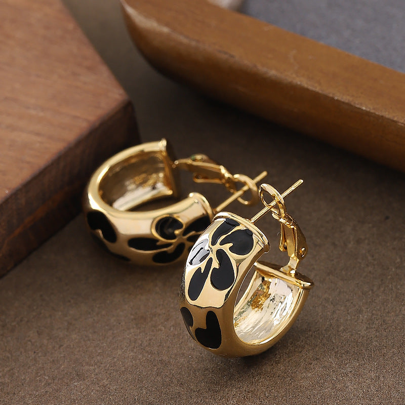 Geometric Leopard Print Earrings With 925 Silver Pins