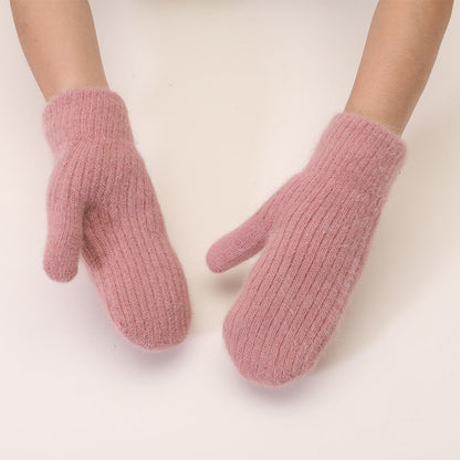 Simple Padded Knit Mittens Gloves